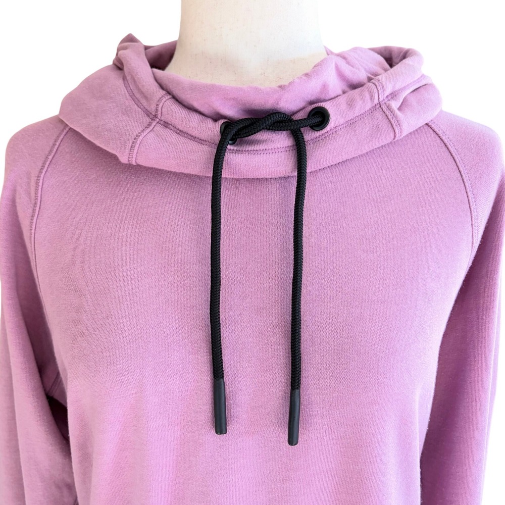 New Era Womens M Cowl Neck Hoodie Orchid Pink Thumbhole Pullover Sweatshirt